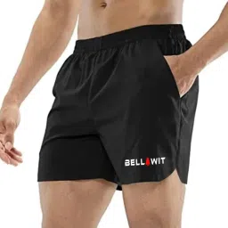 Solid Men Black Sports Shorts-image-65