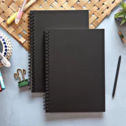 A5 SPIRAL Bound (Black cover),Notebook, Journal, diary 50 sheets ( pack of 2) A5 Notebook Unruled 100 Pages-22