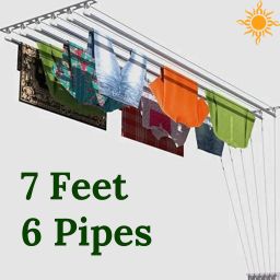 Steel Ceiling Cloth Dryer Stand 7 feet 6 pipes set with Metal Channel(Extra Cones & Caps)-image-14