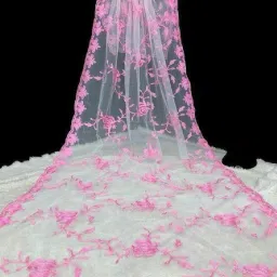 Net Embroidered Pink Women Dupatta-image-49