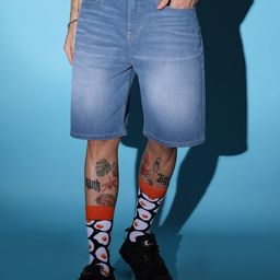 the indian garage co. Solid Men Light Blue Denim Shorts-picture-25