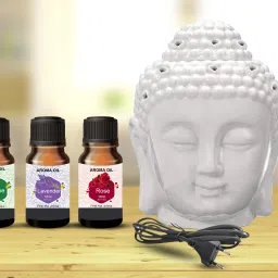 PEEPRESION Ceramic Electric Buddha Head Diffuser With 3_Fragrance Scented Oil (10Ml Each) Home, Office, Temple, Etc Diffuser-11