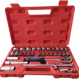32Pcs Heavy 1/2"inch Combinational Ratchet Socket Wrench Spannar Tool Goti Set with Carry Box for Automobiles/Bike/Car Repair Tool Kit Socket Set-image-18