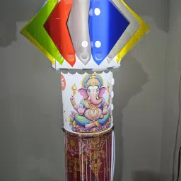 Ganesh Lakshmi Handmade Diwali Lantern with Light – Reusable & Washable Multicolor Plastic Hanging Lantern-image-60