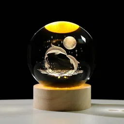 3D Moon Crystal Ball with Base for Living Room, decoration, gift Night Lamp-image-33