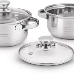 Stainless Steel Marvel Casserole with Glass Lid Pack of 2 Cook and Serve Casserole Set-picture-20