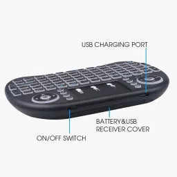 Viraan Mini Wireless Keyboard with Touchpad and Multimedia Keys for Android TV Box, Windows, Android & iOS Devices ( Black ) Led Light Buttons Wireless Standard Multi-device Keyboard image 3