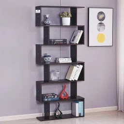 6 Layer Ladder Bookshelf S Shape Engineered Wood Bookcase Open Book Shelf Engineered Wood Open Book Shelf-4
