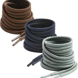 XERUS shoe lace Round Brown Light grey Navy Blue 90cm 3pair Boot Hiking Sports Shoe Lace-image-90