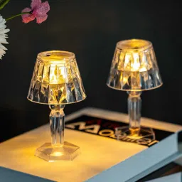 Cordless Table Lamp, Crystal Yellow Bulb Plastic Lamp Size 5 Inch ( Pack Of 2 ) Table Lamp-10