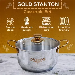 wonderchef Gold Stanton Pack of 3 Cook and Serve Casserole Set image 3