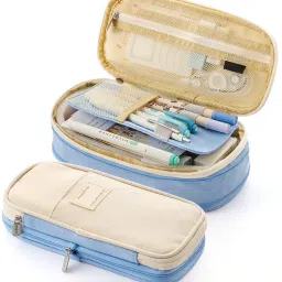 Pencil Case Compass with Compartments Solid Art Canvas Pencil Boxes-18