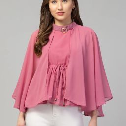Casual Butterfly Sleeves Solid Women Pink Top-image-47