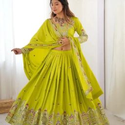 folkshwear 21 Embroidered Semi Stitched Lehenga Choli-picture-23