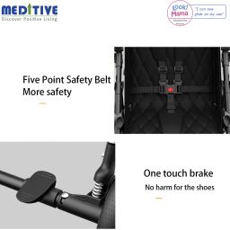 meditive Lightweight Stroller Compact Folding, Fully Reclining Sun Canopy with Rain Cover Travel system image 5