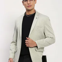 showoffff Men Self Design Single Breasted Casual Blazer-picture-10
