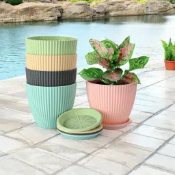 6 Inch Round Flower Pots with Tray for Home, Terrace, Garden | Indoor & Outdoor Plant Container Set-image-53