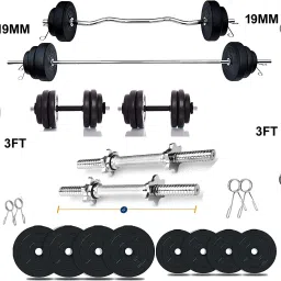 10 kg Rubber Plate [2.5Kgx4] 3ft Curl and 3ft Straight 19mm Rod Home Gym Combo-27