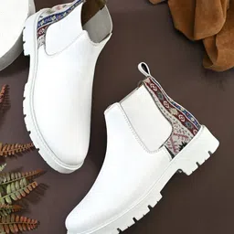 big fox Printed Mid Top Chelsea Boots For Women-picture-35