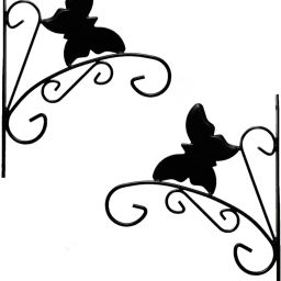 Design Wall Bracket Hanger for Garden Pots, Hanging Flower Pots Butterfly Shape Bracket Hanger - Black (Set of 2) (30 X 25 X 4) Shelf Bracket-16