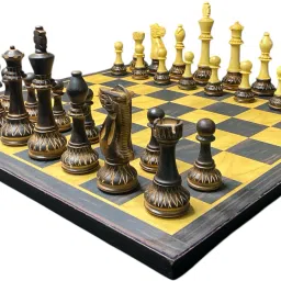 6" Burnt Staunton chess with 16" chess board 55 cm Chess Board-picture-28