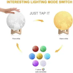 snowshell Moon Lamp, LED 7 Colors Moon Night Light Lamp, Remote & Touch Control Night Lamp image 2