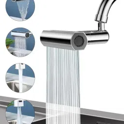 4-in-1 360° Rotatable Waterfall Faucet Head Extender with 4 Adjustment Mode Faucet Mount-4