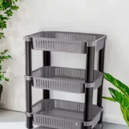 Multipurpose Plastic Trolley with Countertop Dish Rack Plastic Kitchen Trolley-27