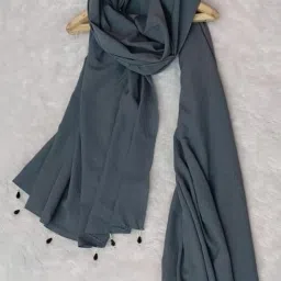 Polyester Solid Black Women Dupatta-image-70
