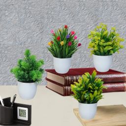 Artificial Bonsai Mini Table Top Plants for Home & Office Decor- Multicolor Bonsai Wild Artificial Plant with Pot-image-44