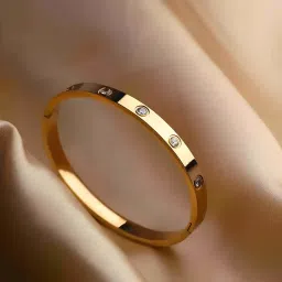 Copper Cubic Zirconia Gold-plated Kada-4