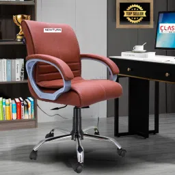 MAXSON Mid back Leather Office revolving chair with 2 Years warranty Leather Office Adjustable Arm Chair-picture-14