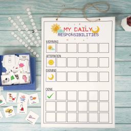 Kids Daily Responsibility Checklist, Hanging Chore Chart- Daily Task List-H1-picture-29