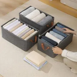 ollapsible Fabric Storage Cubes Organizer with Handles Foldable Baskets Set 2 Storage Box-picture-11