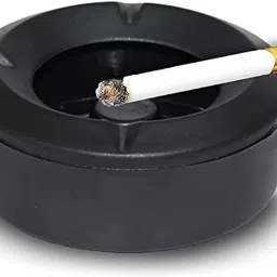 Ashtray with Lid Ashtray Holder for Smoking for Car Home Office and Bar Pack 1 Black Stainless Steel Ashtray-image-75