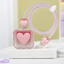 AUDICE Charger Cover for iphone 18W/20W Type C Adapter Full Protection Pink Heart Cable Protector-image-20