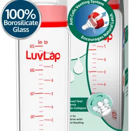 Essential Slim Neck Glass Feeding Bottle, Suitable for 3M+ Babies Pack of 1 - 250 ml-0