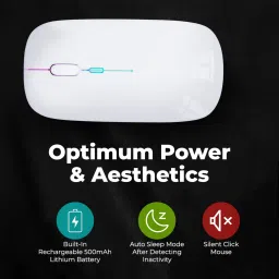 ELECTRO WOLF Rechargeable Wireless Mouse with RGB LED Backlit Silent Click,1600 DPI Ergonomic Wireless Ambidextrous OpticalGaming Mouse image 3