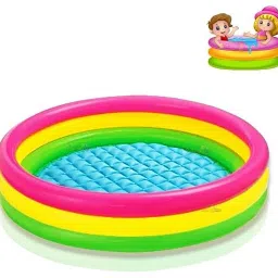 Inflatable Kids Swimming Pool, Portable bath tub, Rainbow Colours, 0-3 Years-8
