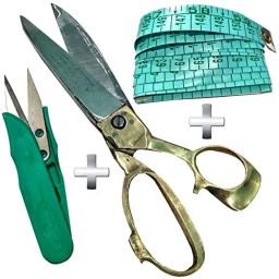 Tailoring Scissor,Best Cloth Cutting, Professional Taylor Scissor, Inch Tape Meter Multipurpose Scissor with Thread Cutters Heavy Duty Master Professional Tailoring Scissor With Golden Brass Handle Scissors (Combo Of 3) Scissors-image-12