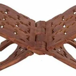 Divine Edge Wooden Pooja Book Stand – A Sacred Companion for Your Spiritual Wooden Brown Rehal-image-61