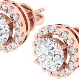 Diamtrendz Jewels BIS Hallmarked Pure Gold Rose Gold 14kt Cubic Zirconia Stud Earring-image-63