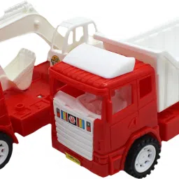 neoinsta shopping Set of 2 Combo Friction powered Red|White JCB and Red|White dumper trucks image 4