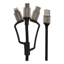 POWERUP Type A to Type C, Micro USB, Lightning 0.39 Feet (0.12M) 3-in-1 Cable (Tangle-free Design, Black) image 4