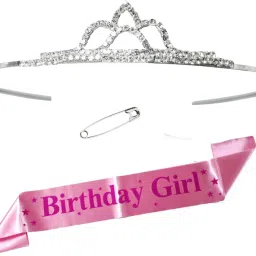 Birthday Girl Pink Sash With Rhinstone Tiara Crown Set-image-40