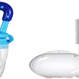 Baby Fruit Food Teether Soother + Baby Soft Bristle Silicone Finger Brush & Case Teether-26