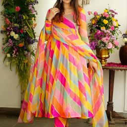Printed Georgette Stitched Anarkali Gown-image-49