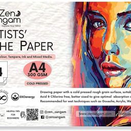 Artists' Gouache Painting Paper - 300GSM, A4 Size (21x29.7cm) - Cold Pressed Rough Grain Surface, Contains 24 Sheets, Acid Free - for Gouache, Acrylic, Watercolour, Tempera and Mixed Media Unruled A4 300 gsm Watercolor Paper-10