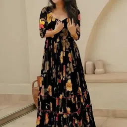 fashion2wear Floral Print Viscose Rayon Stitched Anarkali Gown-picture-47