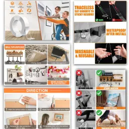 daluci 3 Meter Double Side Medium Multipurpose Nano Double Sided Tape Heavy Duty Removable Traceless Mounting Adhesive Tape for Walls Kitchen Carpet Fixing Photos Pasting, Washable Reusable Strong Sticky Strips Gel (Manual) image 5
